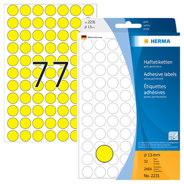 etiket Herma 13mm rond geel 2464stuks