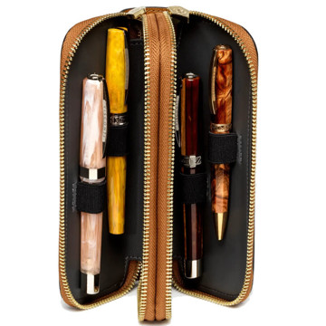 Visconti pennenetui voor  4 pennen cognac