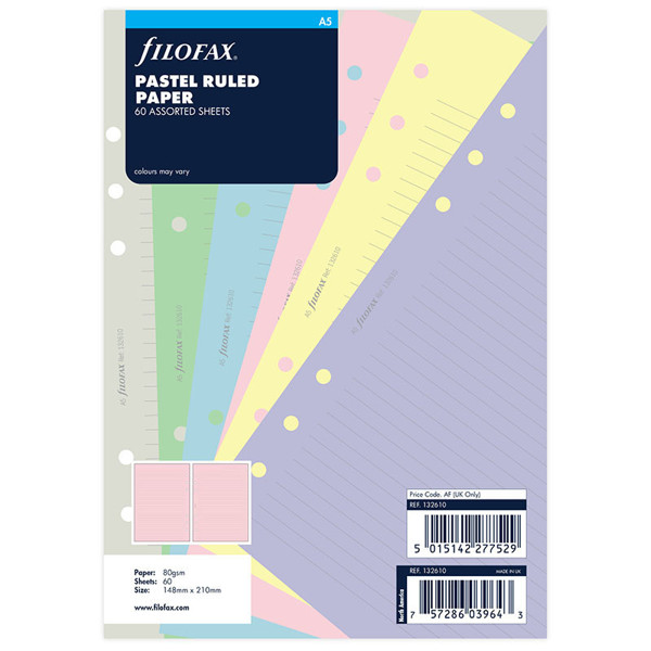 filofax A5 gelijnd pastel