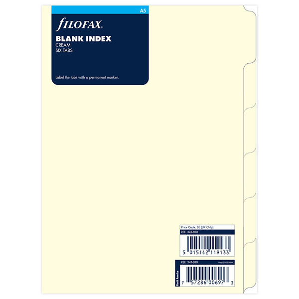 filofax A5 index 6-tabs blanco creme