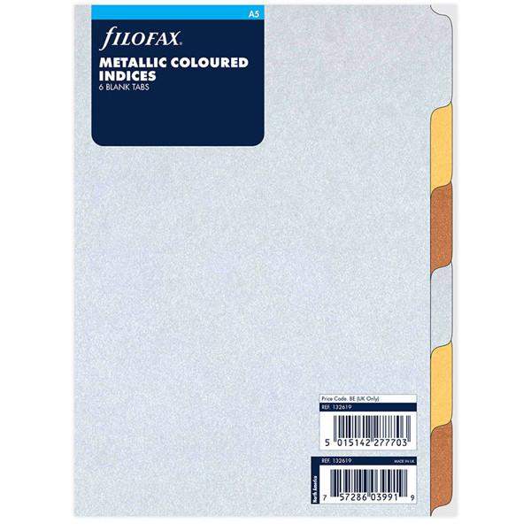 filofax A5 index 6-tabs blanco metallic