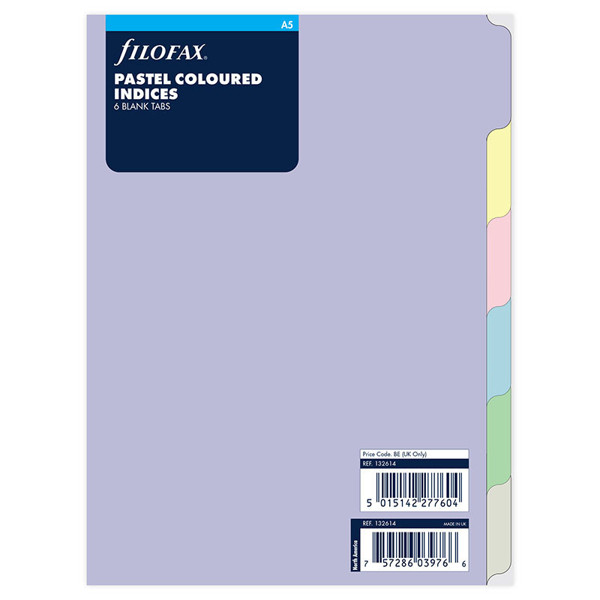 filofax A5 index 6-tabs blanco pastel