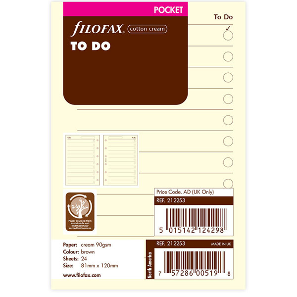 Filofax Pocket To Do cotton cream