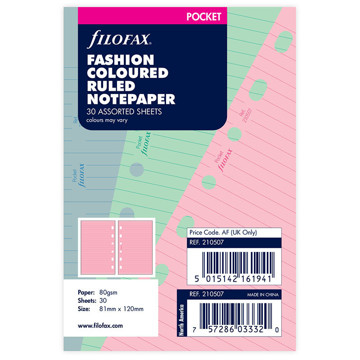 Filofax Pocket papier gelijnd Fasion Coloured