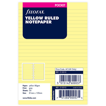 Filofax Pocket papier gelijnd geel