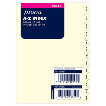 Filofax Pocket index A/Z 2-letters creme