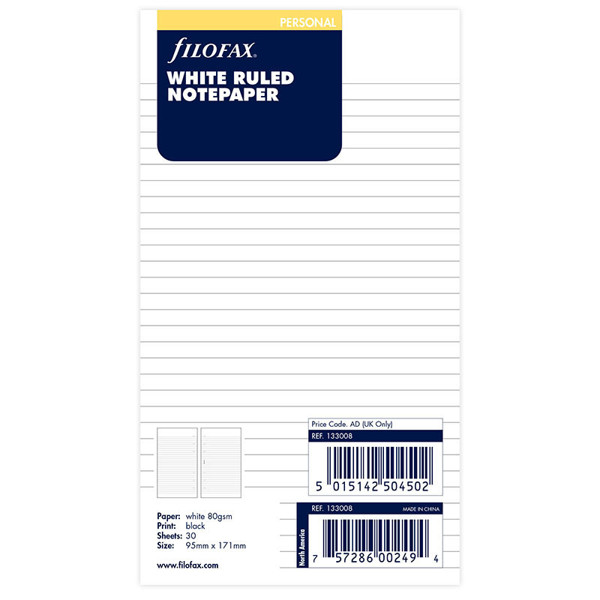 filofax Personal papier gelijnd wit