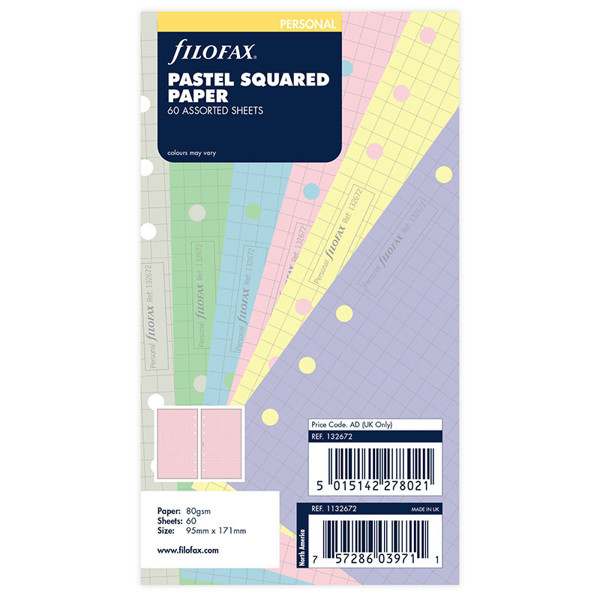 filofax Personal papier ruit 5mm pastel