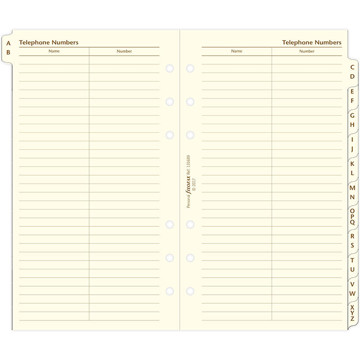 filofax Personal index A/Z 2-letters per blad cotton cream