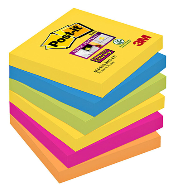 memoblok 3M Post-it  76x76mm 654-SSRO Super Sticky Rio