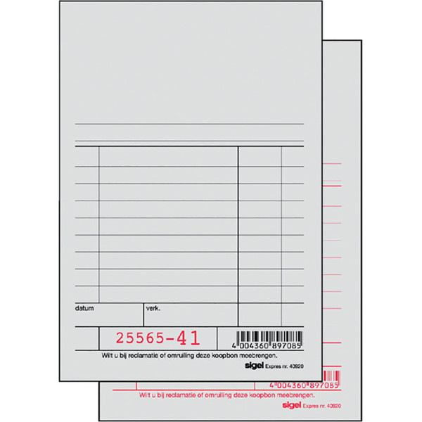 kassablok Sigel Express 100x150mm wit papier