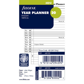 Filofax Mini jaarplanner verticaal 2024