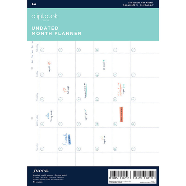 Filofax Clipbook A4  maandplanner wit