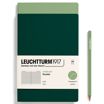 LEUCHTTURM1917 Jottbook Double Medium A5 Flexcover gelijnd Sage + Forest Green