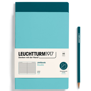 LEUCHTTURM1917 Jottbook Double Medium A5 Flexcover gelijnd Aquamarine + Pacific Green