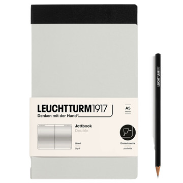 LEUCHTTURM1917 Jottbook Double Medium A5 Flexcover gelijnd Light Grey + Black