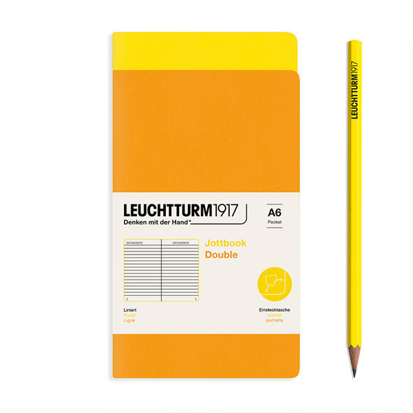 LEUCHTTURM1917 Jottbook Double Pocket A6 Flexcover gelijnd Lemon + Rising Sun