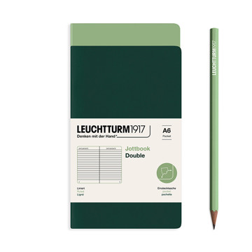 LEUCHTTURM1917 Jottbook Double Pocket A6 Flexcover gelijnd Sage + Forest Green