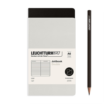 LEUCHTTURM1917 Jottbook Double Pocket A6 Flexcover gelijnd Light Grey + Black