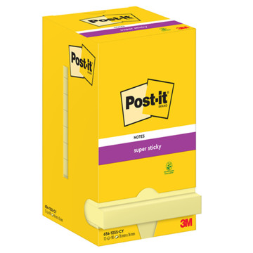 memoblok 3M Post-it 76x76mm 654-SSY Super Sticky geel