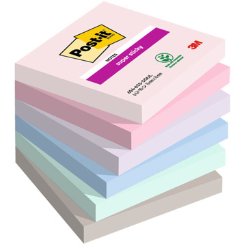 memoblok 3M Post-it  76x76mm 654-6SS 6 kleuren Super Sticky - SOUL