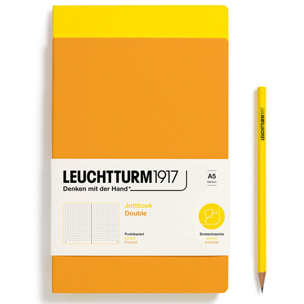 LEUCHTTURM1917 Jottbook Double Medium A5 Flexcover dotted Lemon + Rising Sun