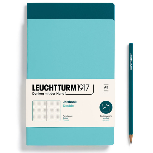 LEUCHTTURM1917 Jottbook Double Medium A5 Flexcover dotted Aquamarine + Pacific Green