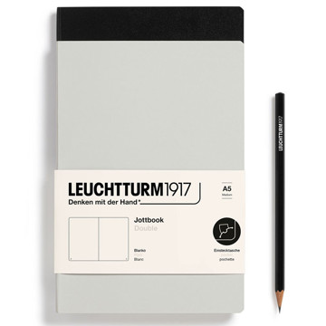 LEUCHTTURM1917 Jottbook Double Medium A5 Flexcover blanco Light Grey + Black