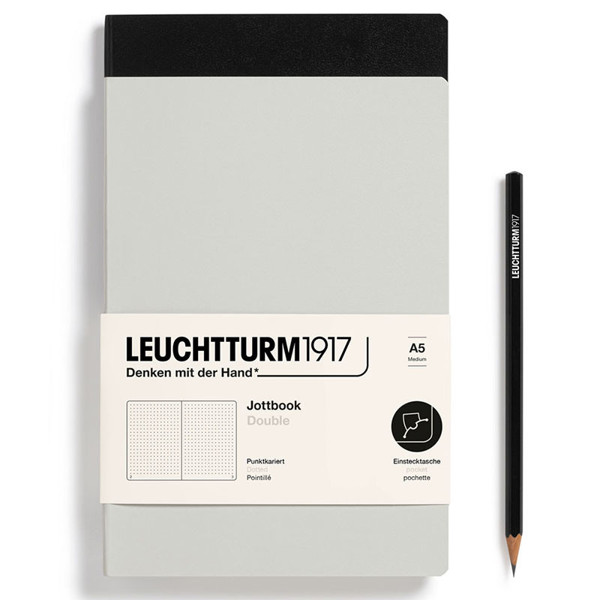 LEUCHTTURM1917 Jottbook Double Medium A5 Flexcover dotted Light Grey + Black