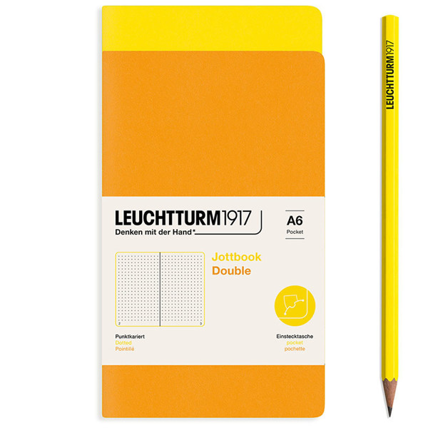 LEUCHTTURM1917 Jottbook Double Pocket A6 Flexcover dotted Lemon + Rising Sun