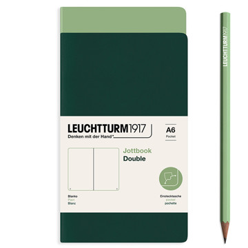 LEUCHTTURM1917 Jottbook Double Pocket A6 Flexcover blanco Sage + Forest Green