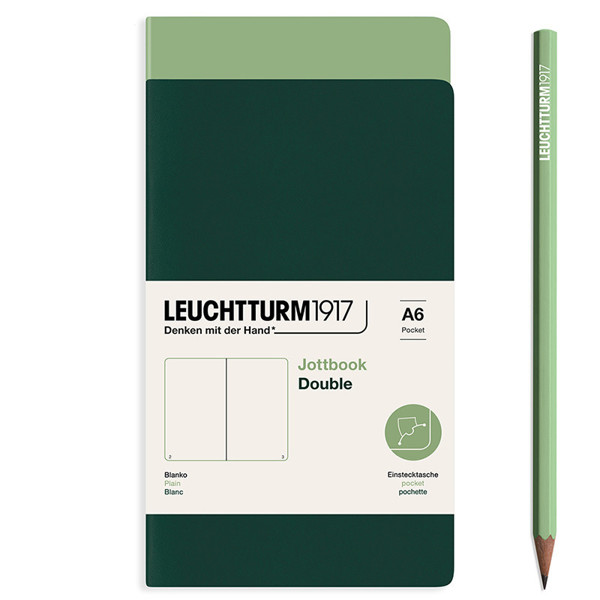 LEUCHTTURM1917 Jottbook Double Pocket A6 Flexcover blanco Sage + Forest Green