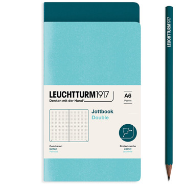 LEUCHTTURM1917 Jottbook Double Pocket A6 Flexcover dotted Aquamarine + Pacific Green