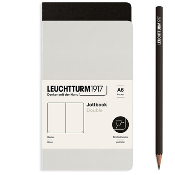 LEUCHTTURM1917 Jottbook Double Pocket A6 Flexcover blanco Light Grey + Black