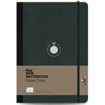 Flexbook Notebook Open Date Black Large gelijnd