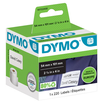 labeletiket Dymo 99014 labelwriter 54x101mm adreslabel badge 220stuks