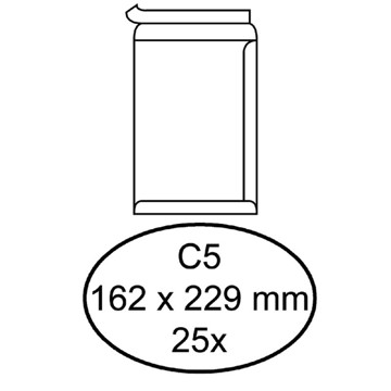 envelop 162x229mm Quantore 25stuks 100gr wit C5 zelfklevend 