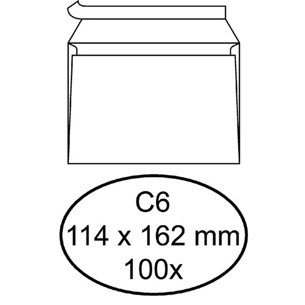 envelop 114x162mm Quantore 100stuks 80gr wit C6 zelfklevend