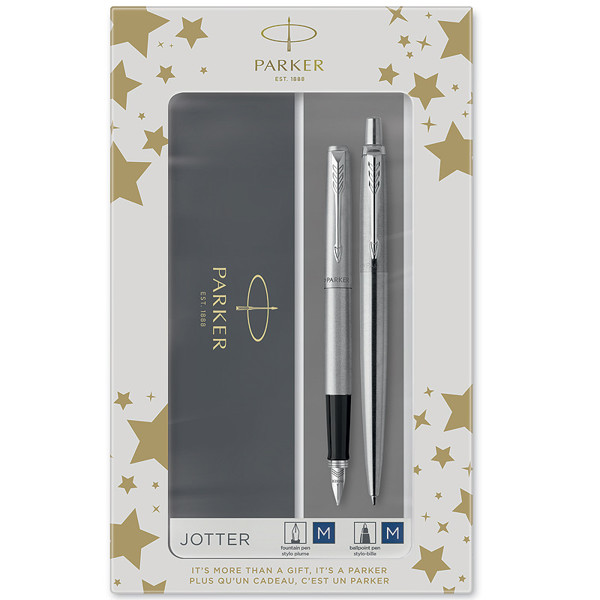 Parker Jotter Steel CT schrijfset balpen en vulpen