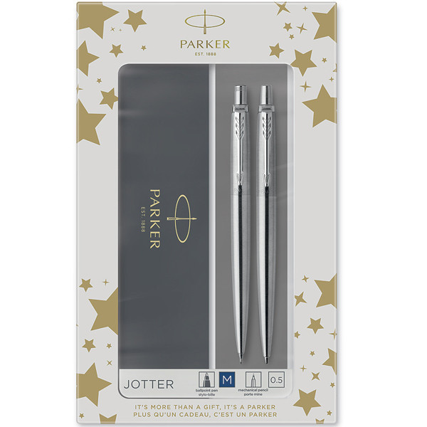 Parker Jotter Steel CT schrijfset balpen en vulpotlood