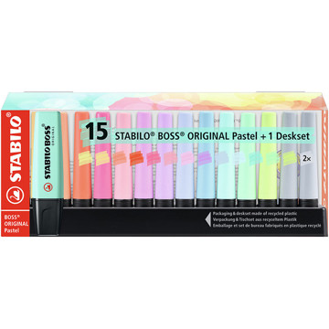 markeerstift STABILO Boss Original - etui à 15 Pastel kleuren deskset