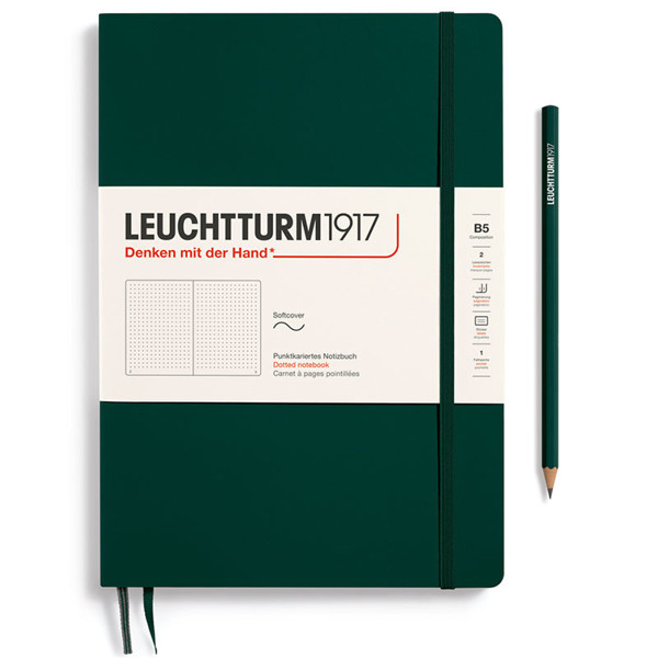 LEUCHTTURM1917 Composition B5 Softcover notitieboek Forest Green dotted