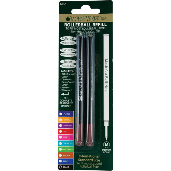 Monteverde rollerpenvulling 2stuks Black medium