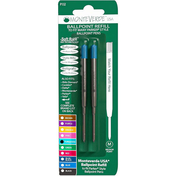 Monteverde balpenvulling 2stuks (Parker) Turquoise medium