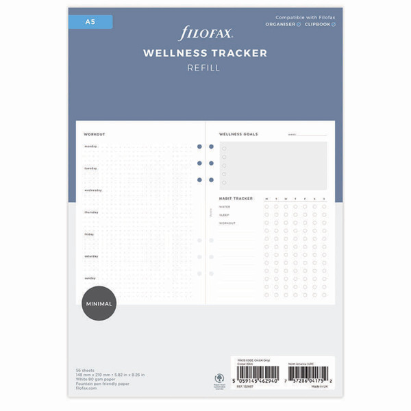 Filofax A5 interieur Wellness Tracker