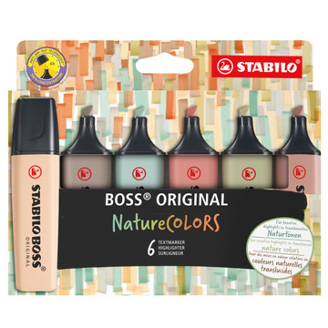 markeerstift STABILO Boss Original -  etui à 6 Nature Colors