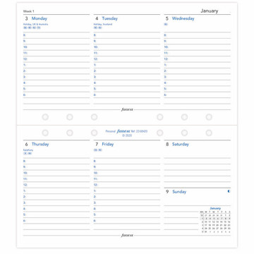 Afbeeldingen van filofax Personal calendarium 2024 7 dagen op 2 pagina's  Engels gelijnd liggend + tijd