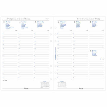 Afbeeldingen van Filofax A5 calendarium 2024 7 dagen op 2 pagina's + tijd kolommen