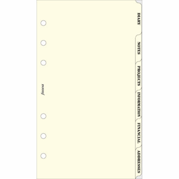 filofax Personal index 6-tab subject cotton cream