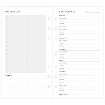 Filofax Personal  interieur Meal Planner